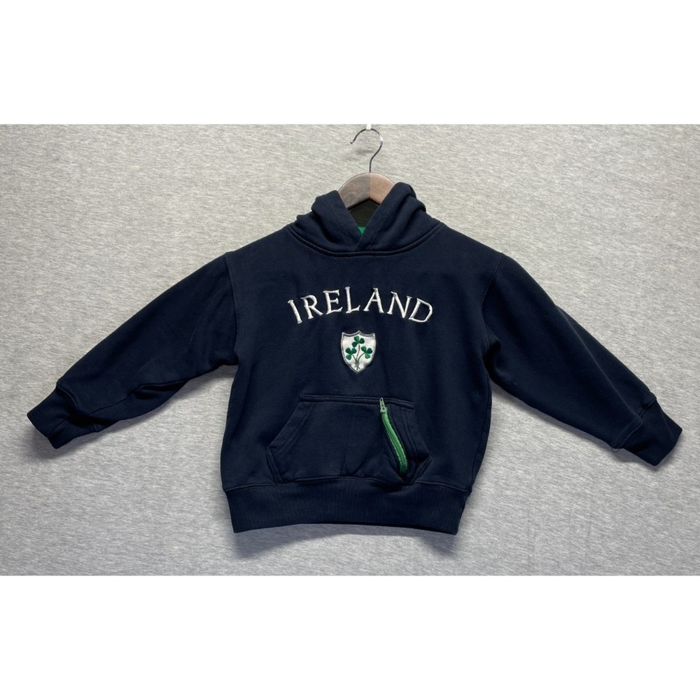 Dolmen Clothing Hoodie Unisex Kids 5-6 Blue Embroidered Ireland Shamrock Logo